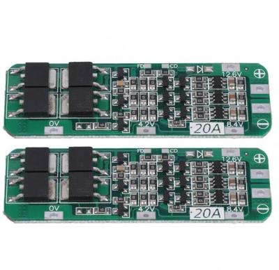 China Electronic equipment 3 strings 11.1V 12V 12.6V 18650 lithium battery protection board can start electric drill 20A current for sale