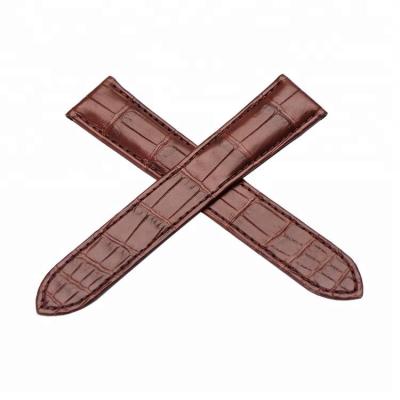 China Wholesale China Watch Band Strap Genuine Leather Bamboo Alligator Leather Rubber Pattern Watch Strap for sale