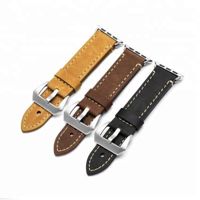 China Crazy Horse Leather Leather Watch Band Fit For Apple Watch Band for sale