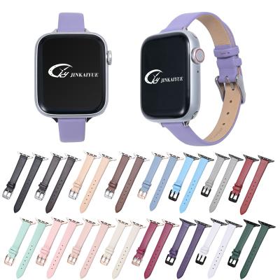 China Fashionable Full Grain Leather Smart Watch Bands and Accessories for Apple Watches iwatch Women's Slim Watch Bands 7 6 5 4 Series for sale