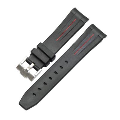 China Replacement Curve End Silicone Watch Band Veryfit 20mm Silicone Rubber Diving Dedicated Watch Strap for sale