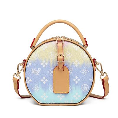 China High Quality MKF Retro Brand PVC Messenger Bag For Ladies Women Luxury Handbags Fashion Small Round Bag Printing for sale