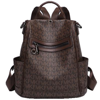 China 2021 New Fashion Trend Large Brand Mk F Print Backpack Single Shoulder Bag Retro School Anti-theft Luxury Lady Bag for sale