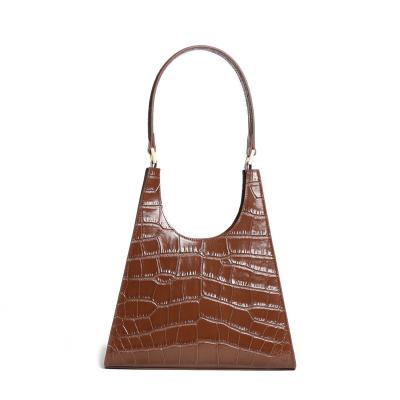 China 2021 Waterproof Customized High Quality Genuine Leather Women's Handbag Pattern Retro Armpit Bag For Ladies Solid Color Shoulder Bag for sale