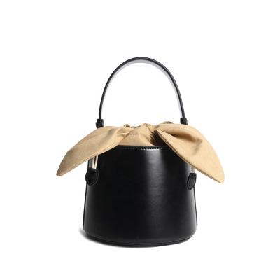 China Fashion \ Comfortable \ Durable Customized Genuine Leather Handbags Bucket Bag For Ladies Bow Designer Shoulder Bags Famous Brands Bolso For Women for sale