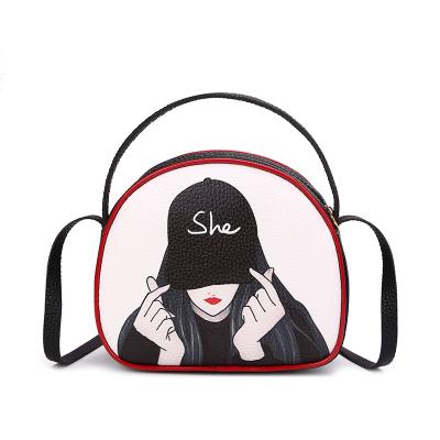 China 2021 Party Leisure Daily Gift Portable PU Ladies Fashion Handbag Fashionable Small Round Bag For Women Messenger Bags Girls Shoulder for sale