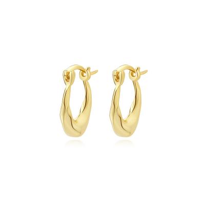 China FASHIONABLE French Style 18K Gold Plated 925 Sterling Silver Hoop Earrings Exaggerated Geometric Earring Fine Jewelry for sale