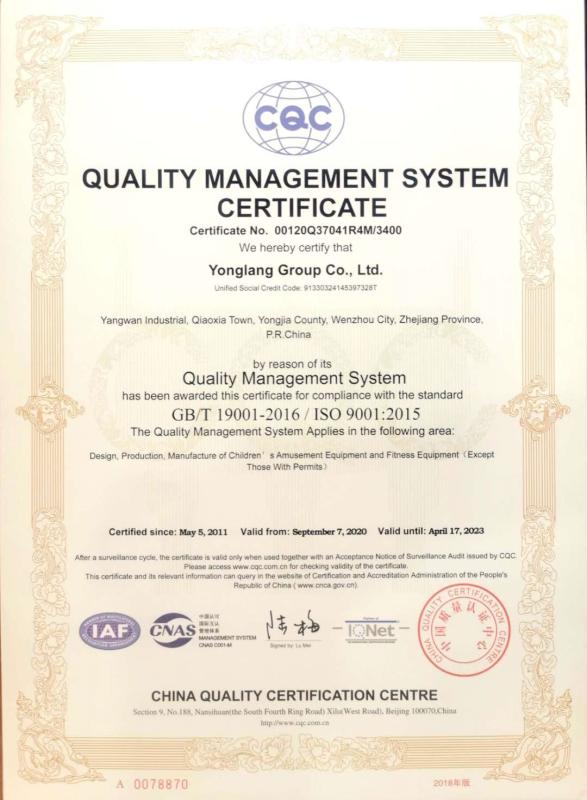 ISO9001 - Yonglang Group Co., Ltd.