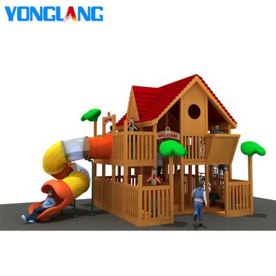 China 3-12years New Type Children Play System Multifunctional Small Wooden House Outdoor Playground For Children for sale