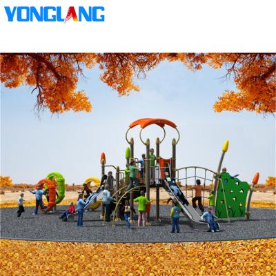 China Durable Kids Outdoor Wooden Climbers Set Amusement Park Stainless Steel Slide Playground for sale