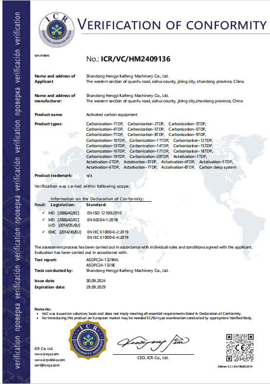 Conformité Européenne - Shandong Hengyi Kaifeng Machinery Co., Ltd.,