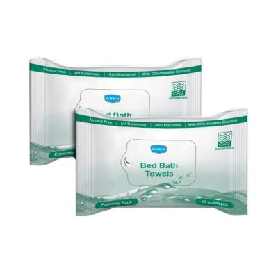 China Disposable Alcohol Free Cleaning Cloths Towelettes OEM Hospital Bed Bath Wet Cleaning Cloths for sale