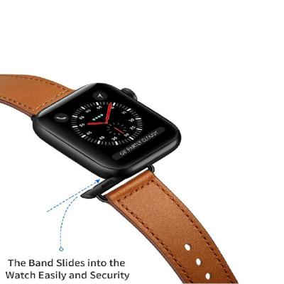 China Factory Sale Replacement Luxury Leather Straps Fashion Smart Watch Genuine Leather Bands Straps Watch Band For Watchband for sale