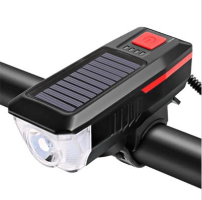 China ABS+PC factory direct sale USB rechargeable solar bicycle led front light with horn for sale