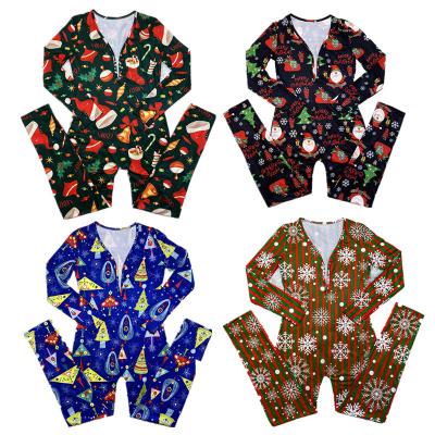 China QUICK DRY Hot Sale Green Printing Christmas Onsies Long Sleeve Christmas Onesie Pajamas For Women for sale