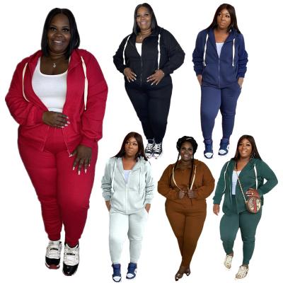 China Autumn Plus Size Jogger Set Breathable Spring Solid Color Casual Tracksuits Plus Size Hoodies For Women for sale