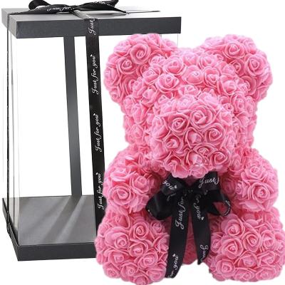 China PE Foam Rose PE Rose Bear Gift 25CM Rose Bear for Birthday Valentines Day Mothers Day Christmas for sale