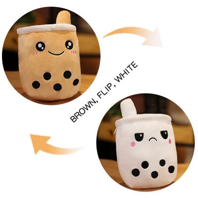 China Reversible Toys Flip Funny Emotion Milk Tea Double Sided Flip Stuffed Plush Toy Boba Plush Toys for sale