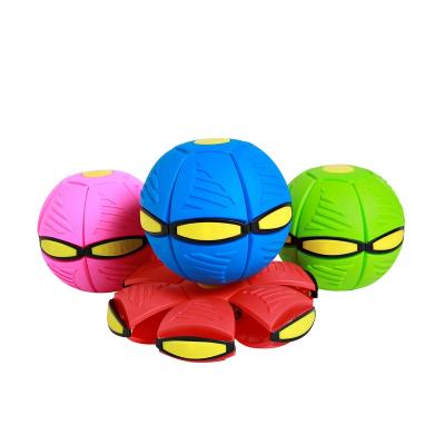 China Deformation UFO Flying Saucer Interactive Bouncing Magic Ball Compressible Outdoor Toys Drive Duct Disc Flat Ball Children for sale