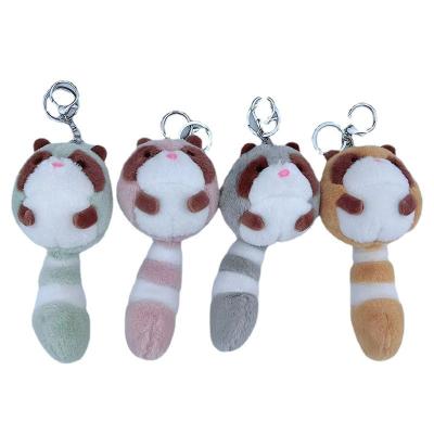 China Cute Plush Fiber Stuffed Toy Keychain Kawaii Small Raccoon Animal Key Chain Pendant Oddtail Bear For Handbag Bag for sale