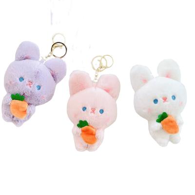 China Small Soft Cute Plush Rabbit Keychain Key Chain For Girls Backpack Multicolor Cartoon Pom Doll Keyring Charm Accessories 10cm for sale