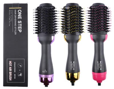 China Hotel Professional One Stage Hair Dryer Curly Hair Volumizer 3-in-1 Comb Brush Salon Electric Hot Air Dryer Brush for sale