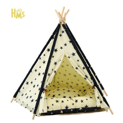 China HMS Teepe Breathable Customizable Cute Single Dog Pet Tent Floral Cat Dog Camping With Canopy for sale