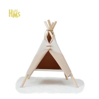 China HMS Factory Wholesale Foldable Breathable Cotton Fabric Pet Teepee Dog Tent For Sale for sale