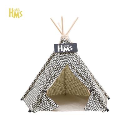 China HMS Comwarm Breathable White Pet Teepee With Mat House Cat Bed House Portable Dog Tents Pet House Bed For Small Dogs for sale