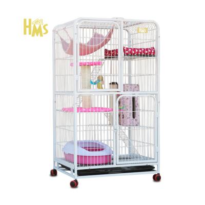 China HMS Large Iron Cat Cage With Stairs Wheels Pet Cage High Quality Custom Made Breathable Wholesale for sale