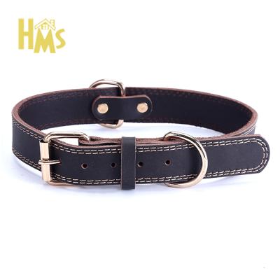 China HMS Viable Factory Direct Large Luxury Pet Training High End Leather Dog Collar for sale