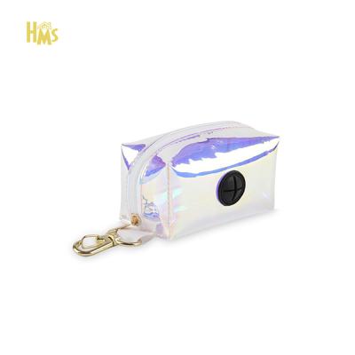 China HMS Shinning Viable Fashion Laser The Glitter Laser Zipper Zipper Pocket TPU Poo Bag Customized Casual White Clear Dispenser for sale