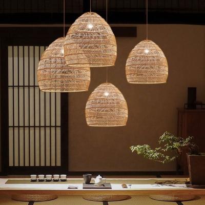 China Modern Handmade Loft Pendant Light Chinese Style Rattan Hanging Lamps Home Decor Light Fixture for sale