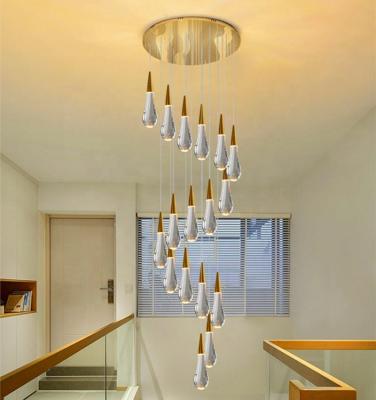 China Modern Water Drop Design Led Gold Home Hanging Pendant Crystal Staircase Dining Room Chandelier Kitchen Island Lamp Decor Chandelier Lights for sale