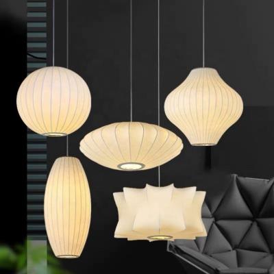 China Modern White Silk Cloth Pendant Light Modern White Silk Cloth Pendant Light Dining Room Clothing Shop Restaurant Fabric Lamp Saucer Bubble Hanging Lamp for sale