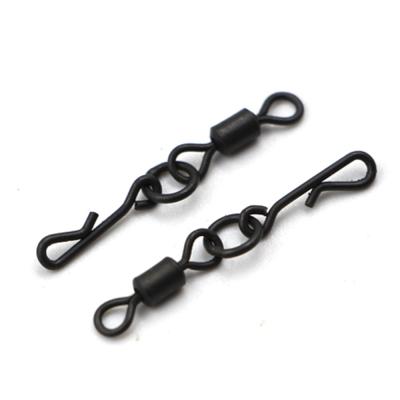 China Alarm Connector Carp Fishing Matt Black Quick Change Bearing Swivels Extended Q Shaped Swivel for sale