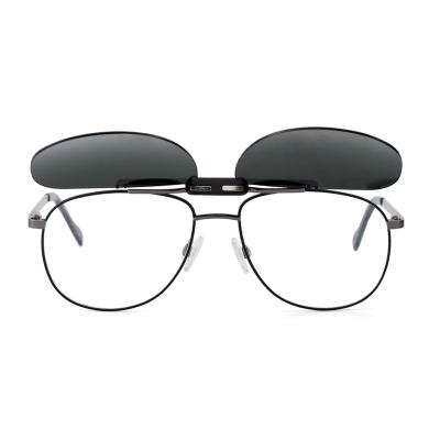 China Clip On Sunglasses S308 High Quality Metal Eyeglass Frames With Clip On Sunglass for sale