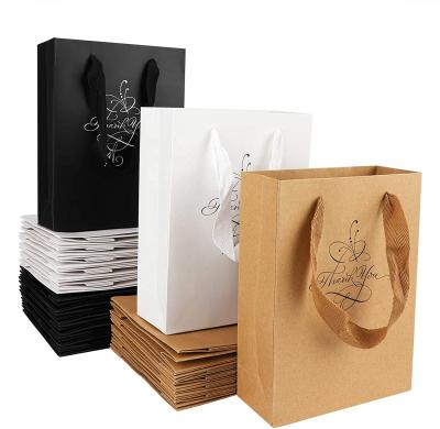 China Custom Retail Shopping Logo Luxury Brown Gift Packaging Luxury Boutique Gift Black Small Paper Bag For Packaging for sale