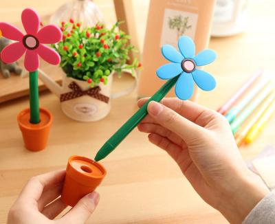 China Souvenir Office and School Stationery Custom Logo Cute Silicone Flower Pen for sale