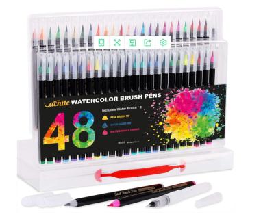 China Painting 48 Colors Water Color Brush Pens for Word Art Painting Pens for sale