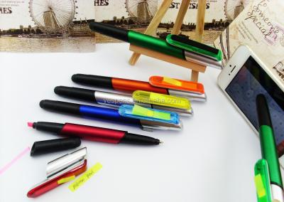 China Promotional Pen Advertising Ball Pen With Highlighter Bar, Note Sticker Phone Screen Cleaner Pen, 4 in 1 Pen for sale