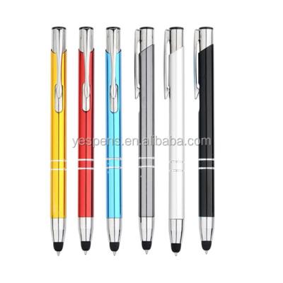 China Promotional Popular Custom Logo Aluminum Click Pen Touch Screen Stylus Refill Rubber Ballpoint Pen Business for sale