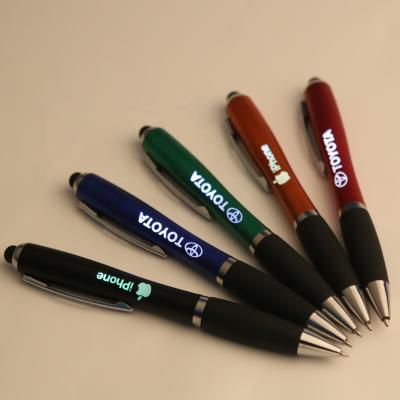 China Promotional Stylus Pen Hot Sale Promotional Luminous Touch Ballpoint Pen With Led Light Logo for sale