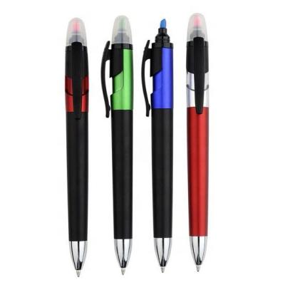 China Wholesale Bulk Promotional Pen 4 In 1 Multi Colors Promotional Ball Pen Double Headed Highlighter Bar Pen for sale