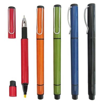 China Promotional Ball Pen Promotional Pen Highlighter Customizable Double Sided Pen for sale