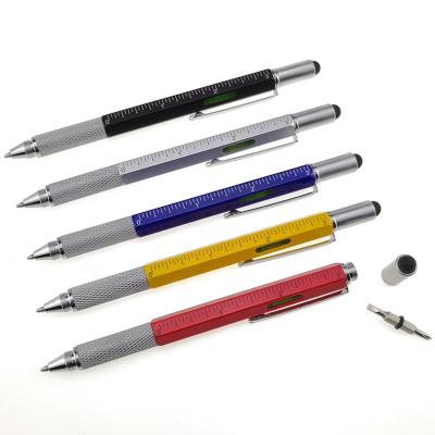 China Promotional Pen Promotional Custom Logo 5 in 1 Multi Functional Pen Spirit Level Screwdriver Ballpoint High Tech Tool Technology for sale