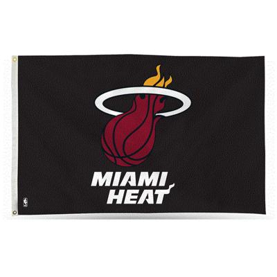 China Healthcare Institutes Wholesale Customized 3*5ft Polyester Flag NBA Sports Team Miami Heat Black Flag for sale