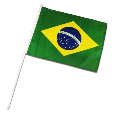 China Custom Wholesale Health Care Institutes Free Sample Brazil Hand Flag Brazil National Day Table Promotional Flag for sale