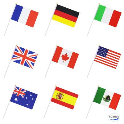 China High Quality Healthcare Institutes Polyester Hand Flags All Country Custom Hand Held Flags for sale