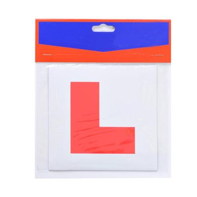 China 15X15cm Window Sticker L Student Driver Plate Sign Car Driving School Beginner Symbol Marking On Square Background White Car Sticker for sale